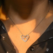 Heart Shape Inlaid Zircon Sterling Silver Necklace