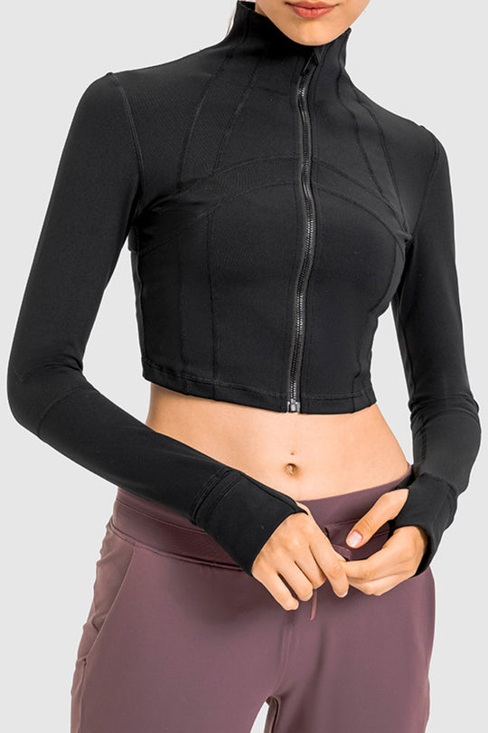 Zip Front Cropped Sports Jacket - SIR SAVE ALOT