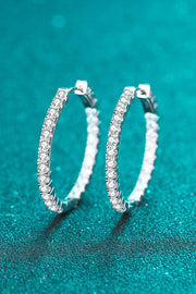 Moissanite Rhodium-Plated Hoop Earrings - SIR SAVE ALOT