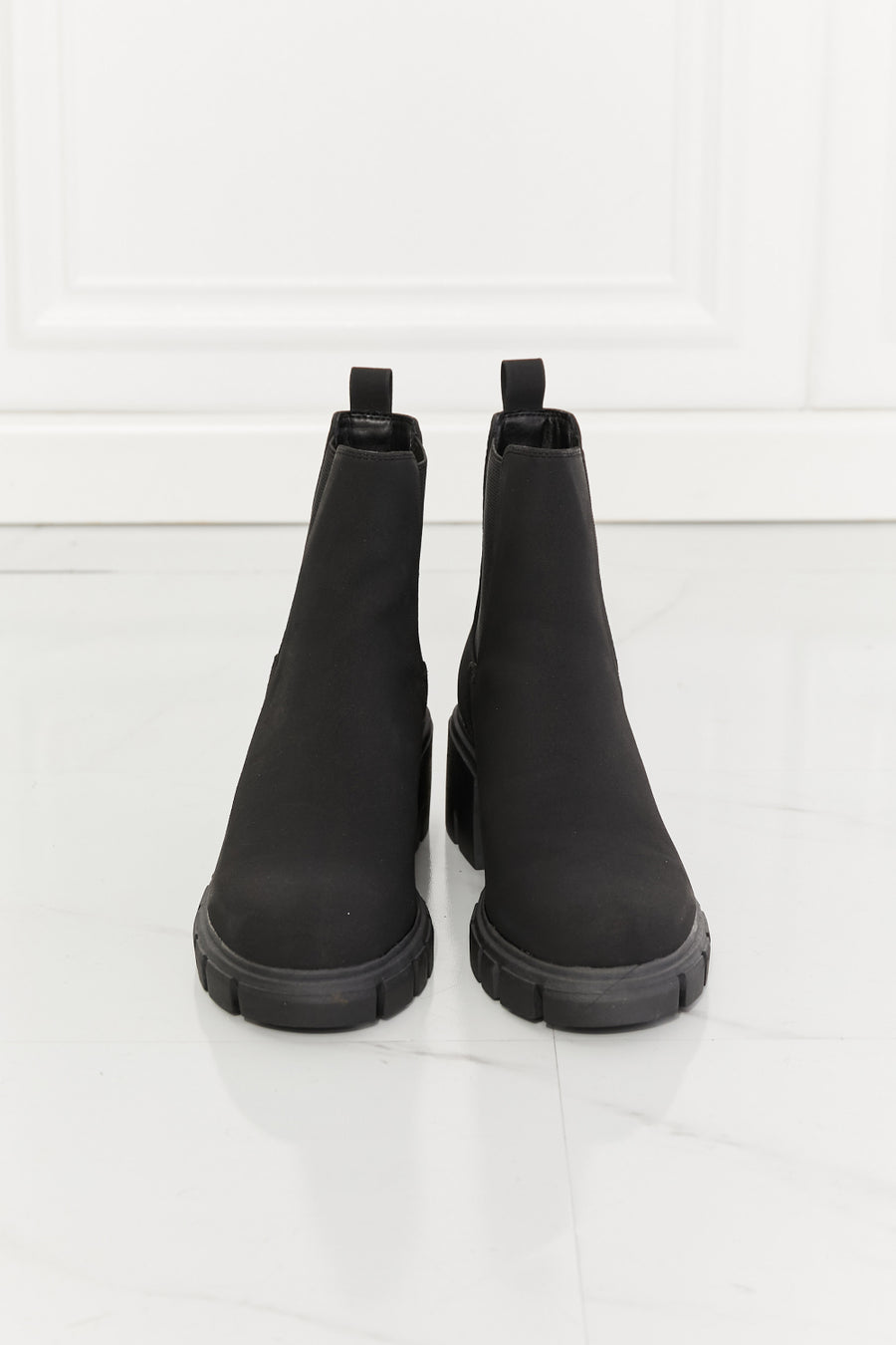 Work For It Matte Lug Sole Chelsea Boots Black