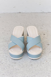 Cherish The Moments Contrast Platform Sandals Misty Blue