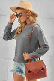 Side Slit Drop Shoulder Sweatshirt - SIR SAVE ALOT