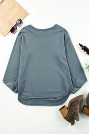 Side Slit Drop Shoulder Sweatshirt - SIR SAVE ALOT