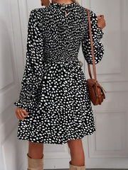 Printed Puff Sleeve Smocked Dress - SIR SAVE ALOT