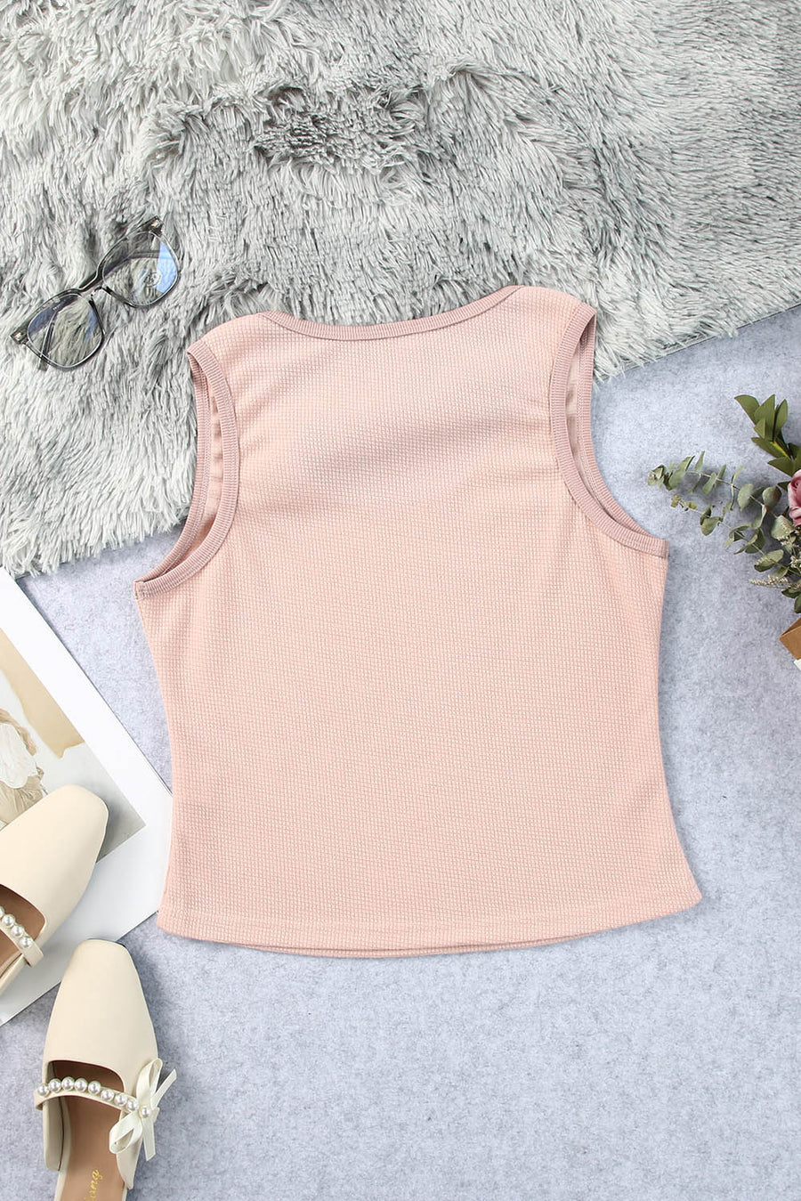 Waffle-Knit Scoop Neck Tank Top - SIR SAVE ALOT