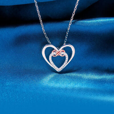 Heart Shape Inlaid Zircon Sterling Silver Necklace