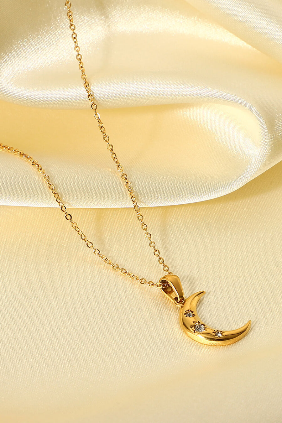 18K Gold Plated Inlaid Zircon Moon Pendant Necklace - SIR SAVE ALOT