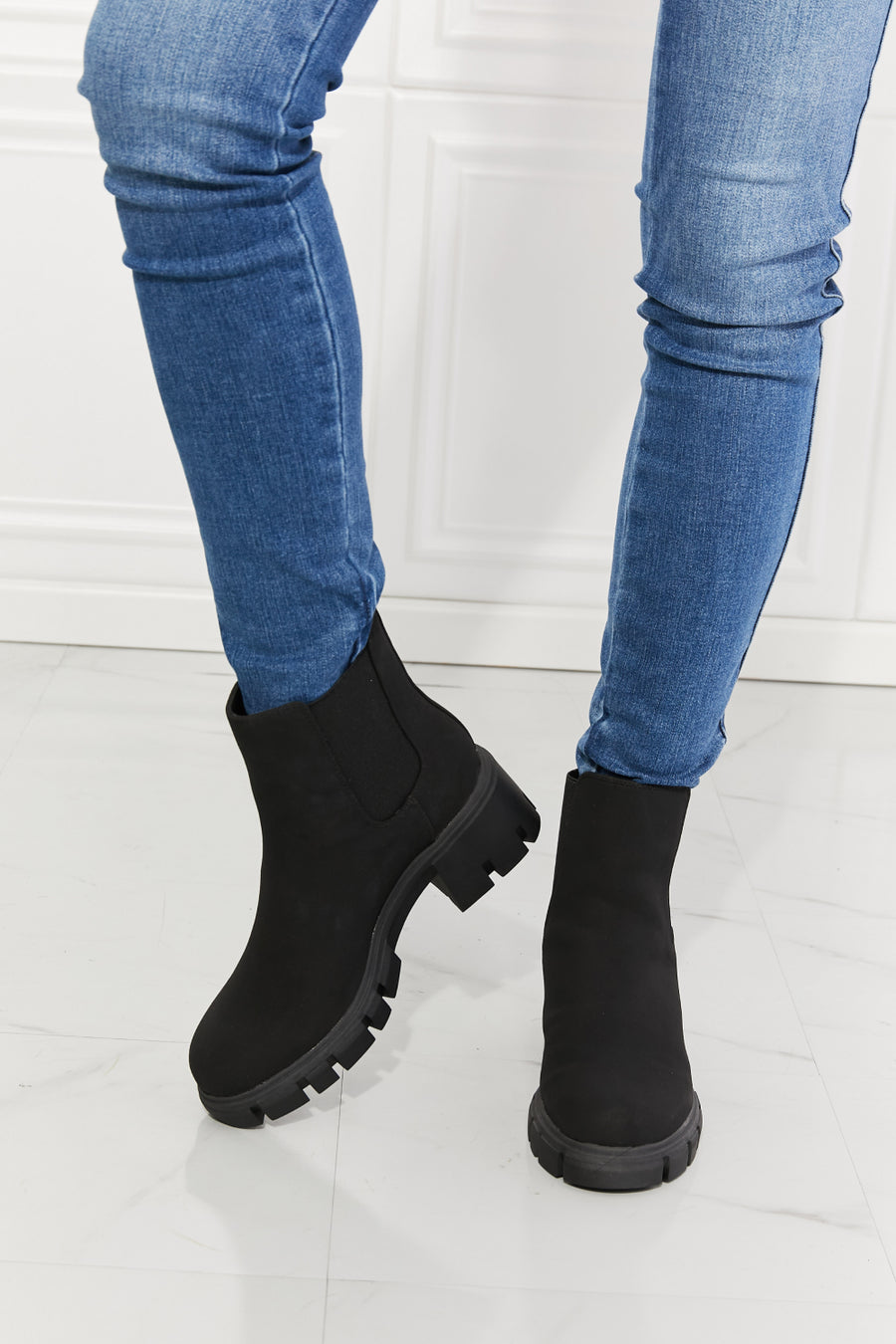 Work For It Matte Lug Sole Chelsea Boots Black